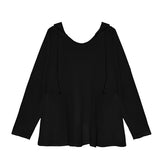 Women Retro Loose Hooded Blouse